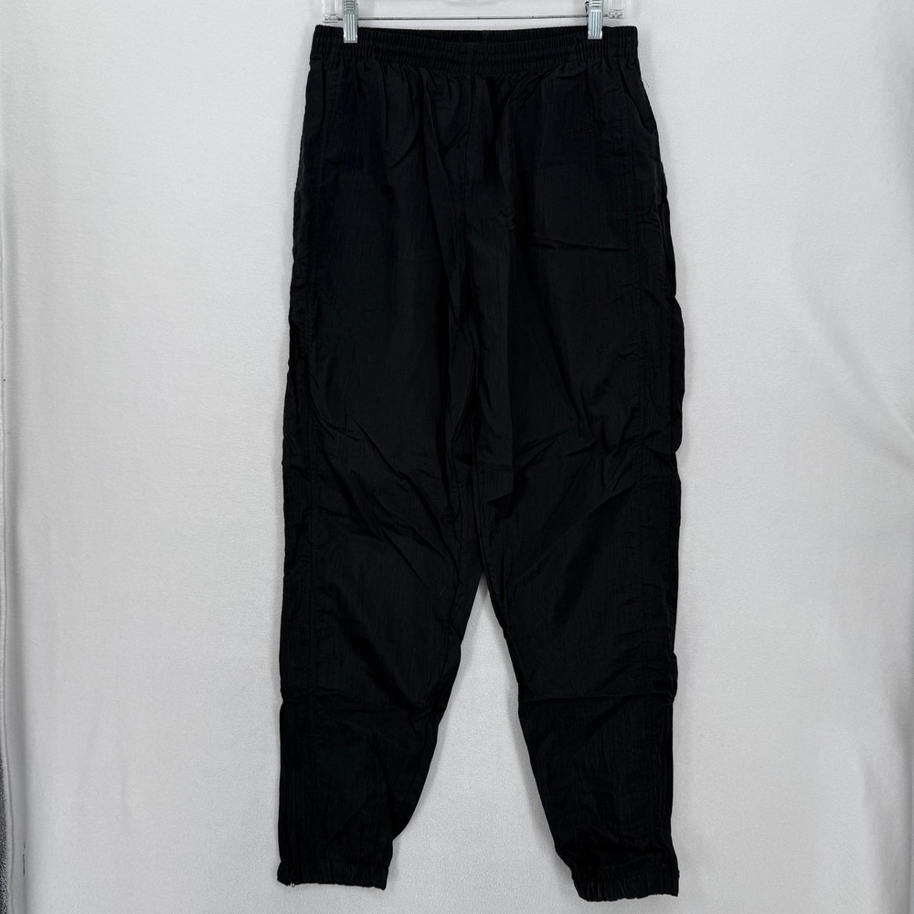 Reebok Vintage Black Nylon Track Pants Mens Windbreaker Medium Joggers Retro 90s